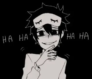 😈 HA HA HA HA HA HA cartoon, monochrome, laughter, sleep mask, creepy, anime telegram sticker