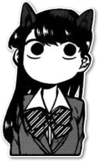 😺 Komi Shouko Komi Can't Communicate Komi no puede comunicarse, Anime, Manga, Komi Shouko, orejas de gato, lindo, kawaii telegram sticker