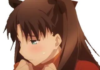 😔 Rin Tohsaka Fate/stay night anime, girl, rin tohsaka, fate, cute, blush, anime girl telegram sticker