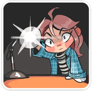 😠 ragazza, cartone animato, lampada da tavolo, anime, illustrazione, studente telegram sticker