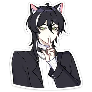 🤫 애니메이션, 고양이 귀, 네코, 쉿, 조용, 만화, 귀여운 telegram sticker