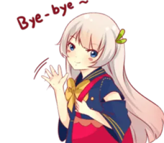 👋 Bye-bye~ anime, melambai, perpisahan, imut, gadis telegram sticker