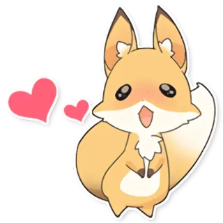 ❤️ fuchs, niedlich, herz, tier, cartoon, liebe, kawaii whatsapp sticker