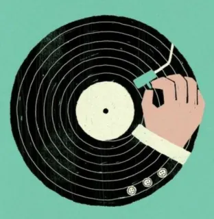 🎵 vinyle, disque, musique, platine, main telegram sticker