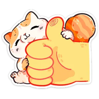 👍 gatto, pollice in su, carino, animale, positivo, adesivo telegram sticker