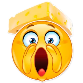 😮 Emoji, Fromage, Choqué, Surprise, Jaune, Nourriture telegram sticker