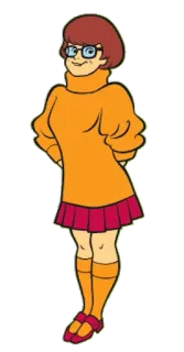 😀 Velma Dinkley Scooby Doo การ์ตูน, เวลม่า, สกูบี้ดู, ปริศนา, แว่นตา telegram sticker