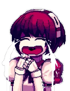 😭 anime, ragazza, pianto, triste, pixel art telegram sticker