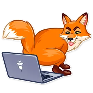 😛 fox, computer, laptop, animal, cheeky, vulgar telegram sticker