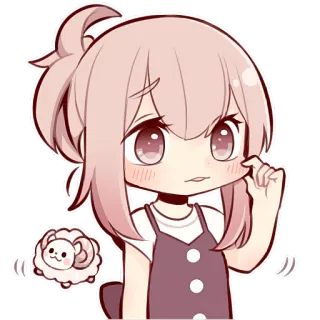 😜 ragazza anime, pecora, carino, cartone animato, chibi, adesivo, kawaii telegram sticker