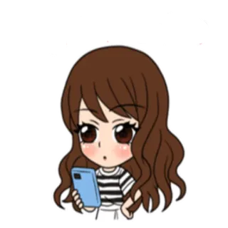 📱 Мультфильм, Чиби, Девушка, Телефон, Аниме telegram sticker