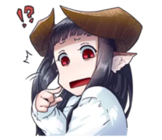 ⁉ Anime, Demone, Ragazza, Domanda, Esclamazione, Corna, Carino telegram sticker