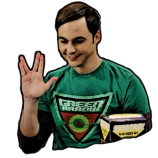 👋 Sheldon Cooper The Big Bang Theory Sheldon, Cooper, The Big Bang Theory, Saludo Vulcano, Larga vida y prosperidad telegram sticker