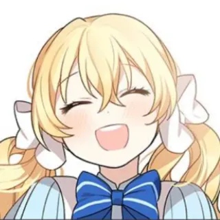 🥡 garota anime, fofa, desenho animado, feliz, loira, sorrindo telegram sticker