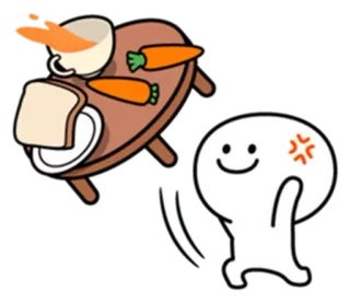 😤 Dibujo animado, Mesa, Comida, Enojado, Personaje, Animación whatsapp sticker