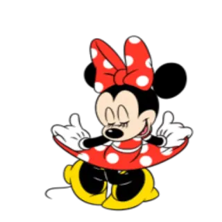 👩 Minnie Mouse Minnie Mouse, cartoon, Disney, mouse, polka dots, bow whatsapp sticker