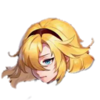 😔 blonde hair, character, head, anime, girl telegram sticker