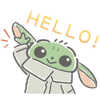 👋 Grogu The Mandalorian HELLO! กรอกู, เบบี้ โยดา, เดอะ แมนดาลอเรียน, สตาร์ วอร์ส, น่ารัก, ทักทาย, สวัสดี telegram sticker