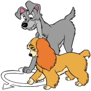 💝 Lady Lady and the Tramp hunde, cartoon, romanze, disney, animation, susi und strolch whatsapp sticker