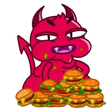 😋 devil, demon, burger, food, eating, monster, cartoon telegram sticker