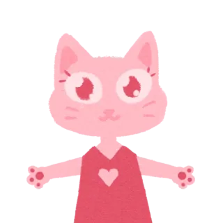 ❤️ кот, розовый, мультфильм, животное, милый, сердце telegram sticker