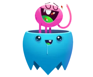 🤓 potwór, słodki, stworzenie, kreskówka, różowy, niebieski telegram sticker