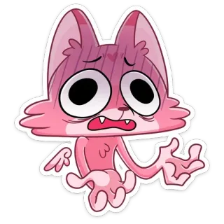 😱 고양이, 분홍색, 동물, 만화, 걱정, 무서운, 겁먹은 telegram sticker