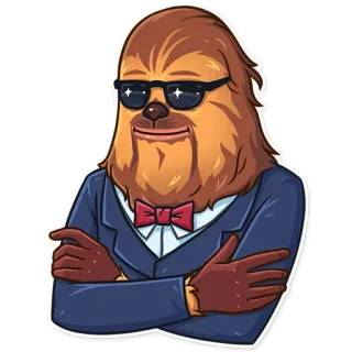 😎 Chewbacca Star Wars チューバッカ, スターウォーズ, ウーキー, サングラス, スーツ, フォーマル, クール, 漫画 telegram sticker