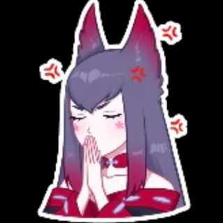 😡 en colère, animé, autocollant, fille renard, irrité, dessin animé, art numérique telegram sticker