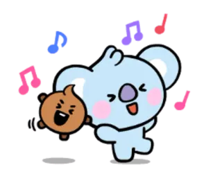 🎵 KOYA KOYA, BT21, desenho animado, personagem, feliz, música telegram sticker