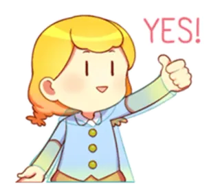 👍 YES! 漫画, いいね, はい, 承認, ポジティブ, 女の子 whatsapp sticker