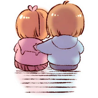 🤗 cặp đôi, tình yêu, dễ thương, hoạt hình, tình bạn, cùng nhau whatsapp sticker