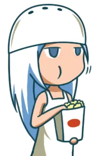 🍿 Cartoon, Anime, Personnage, Féminin, Manger, Popcorn whatsapp sticker