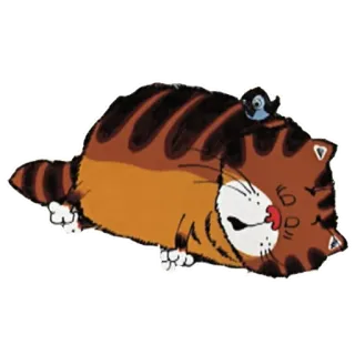 😴 gato, pájaro, dibujos animados, animal, dormilón whatsapp sticker