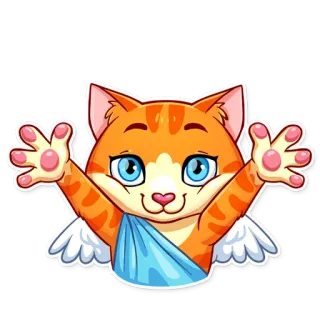 🤗 고양이, 천사, 날개, 귀여운, 동물, 만화, 스티커 whatsapp sticker