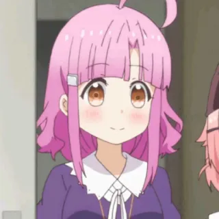 💕 Anime, Mädchen, pinke Haare, Cartoon telegram sticker