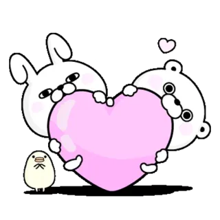 😘 うさぎ, くま, ハート, かわいい, 動物, 愛 telegram sticker
