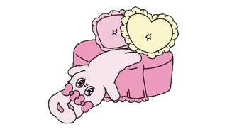 🌟 schattig, kawaii, lui, slaperig, konijn, bank, hart, kussen telegram sticker