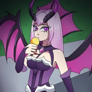 🦄 demon girl, anime, cartoon, fantasy, lollipop, horns, wings telegram sticker