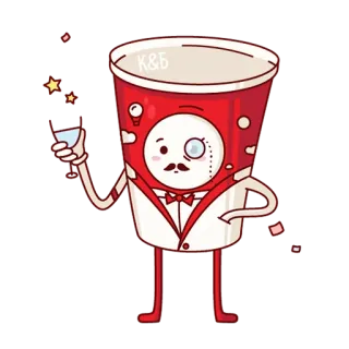 🤓 K&Б cup, character, monocle, tuxedo, cartoon, cute telegram sticker