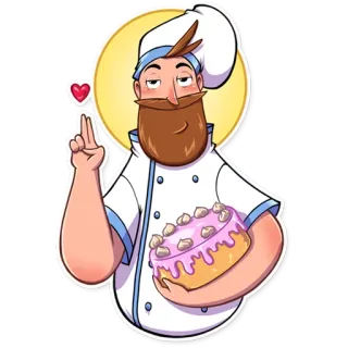 😇 baker, chef, cake, food, dessert, cooking telegram sticker