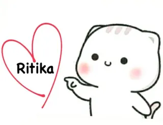 🥰 Ritika gato, coração, nome, fofo, desenho animado telegram sticker