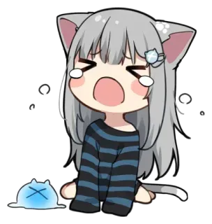 💗 anime, catgirl, crying, sad, emotional, kawaii, cartoon, manga telegram sticker