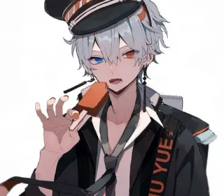 🤍 JIU YUE anime, anime boy, character, cartoon, popsicle, manga, grey hair whatsapp sticker