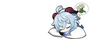 🌟 Ganyu Genshin Impact anime, dormindo, fofo, chibi telegram sticker