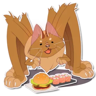 🕷 gato, hamburguesa, sushi, dibujo animado, comida, lindo, animal, divertido telegram sticker