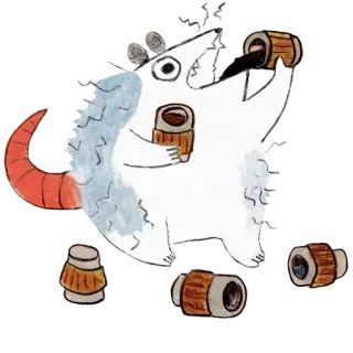 ☕ zwierzę, opos, podnoszenie ciężarów, fitness, kreskówka, śmieszne, słodkie, ćwiczenia telegram sticker