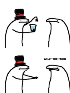 😲 WHAT THE FUCK meme, stick figure, surprise, water, funny telegram sticker