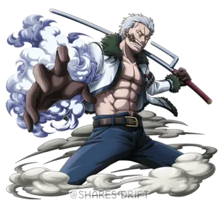 💨 Smoker One Piece @SHARES DRIFT one piece, anime, smoker, mangá, pirata, fumaça, marinha telegram sticker