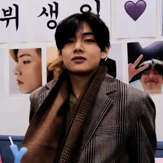 🔈 V K-pop, BTS, Idole, Chanteur, Portrait, Célébrité, V telegram sticker